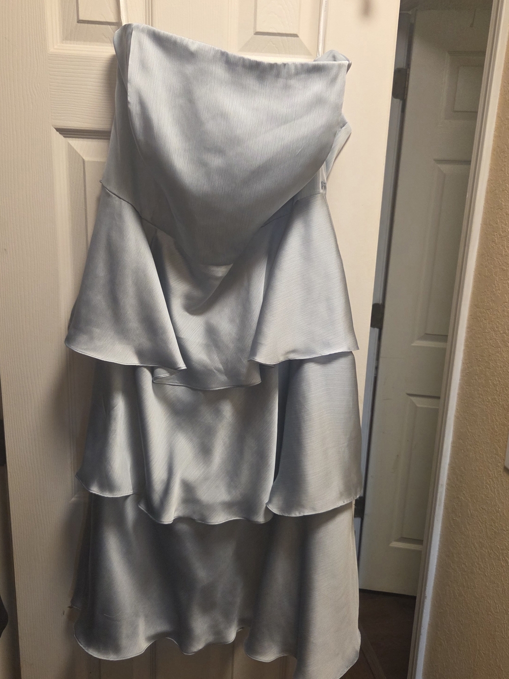 ALFRED SUNG Silver Strapless Gown
